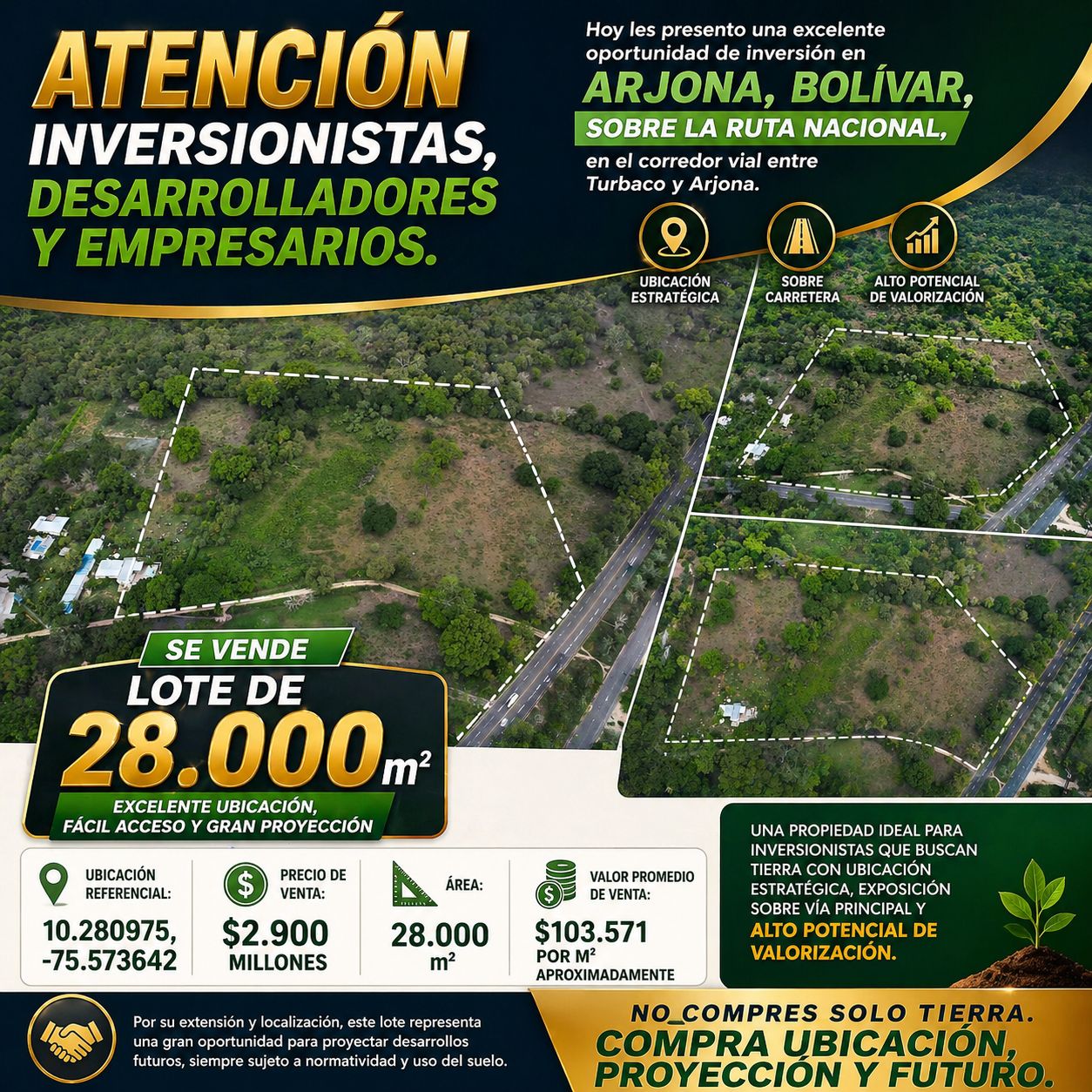 VENTA DE LOTE VÍA TURBACO-ARJONA