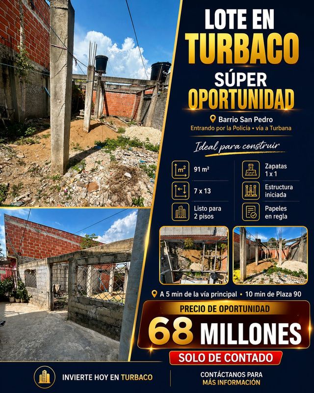 VENTA DE LOTE EN TURBACO