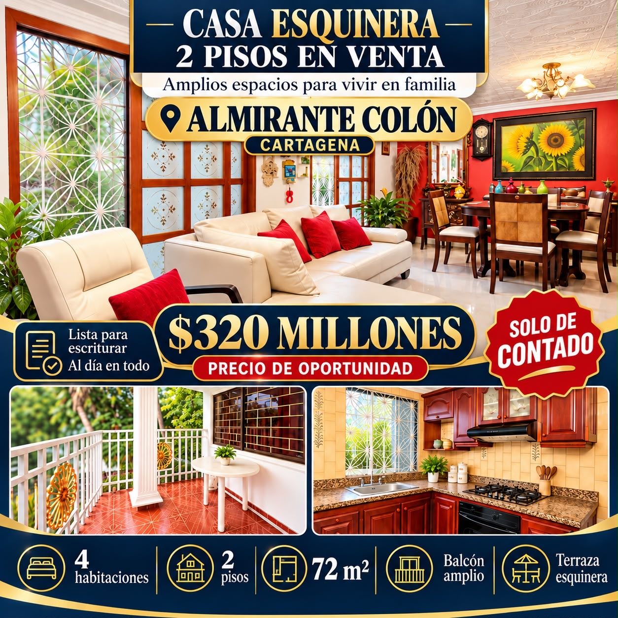 VENTA DE CASA ESQUINERA DE DOS PISOS EN ALMIRANTE COLÓN
