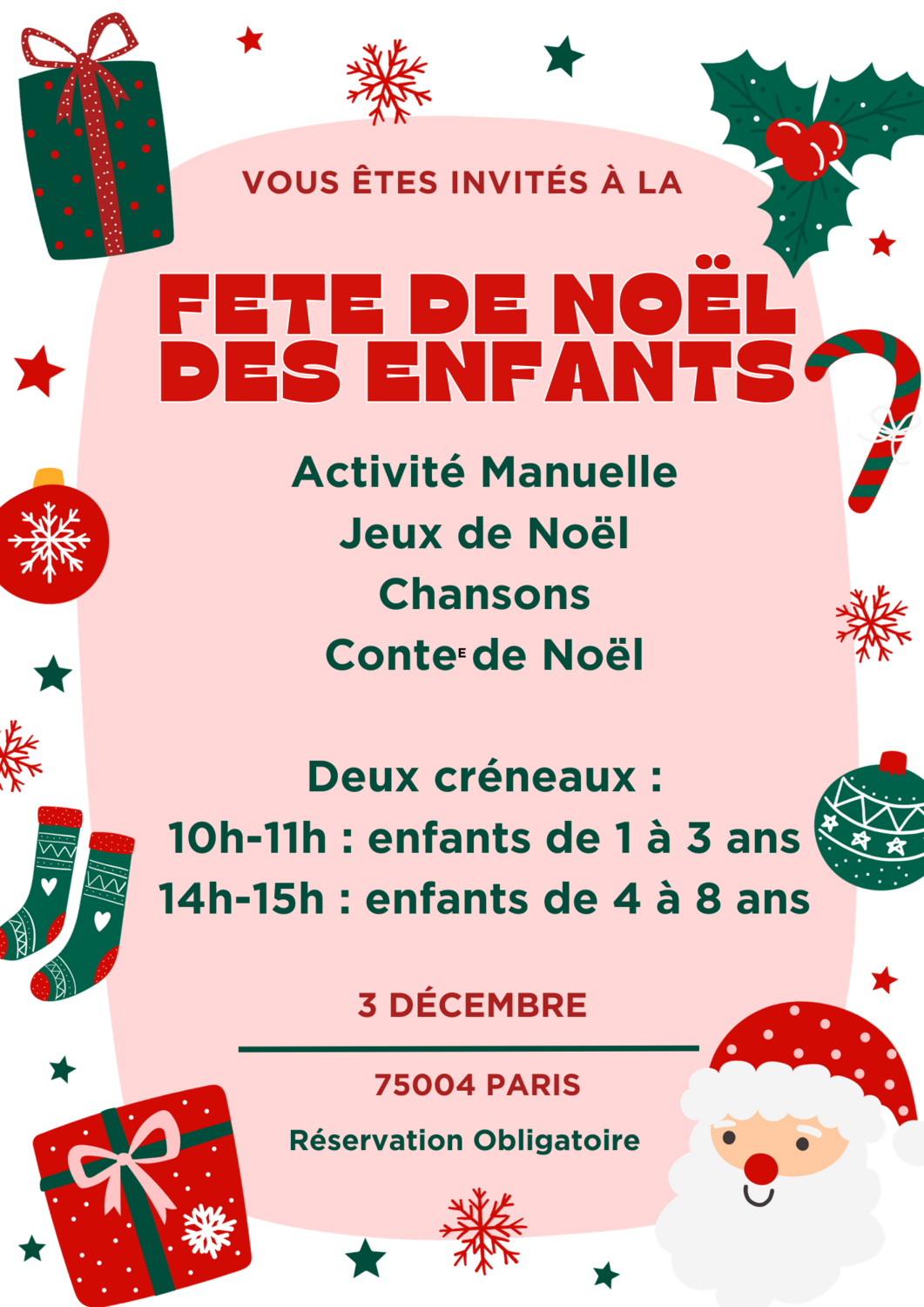 FETE DE NOEL/ FIESTA NAVIDAD  3 DECEMBRE- 1OH Petits enfants