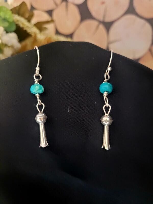 Turquoise and Sterling squash blossom style earrings