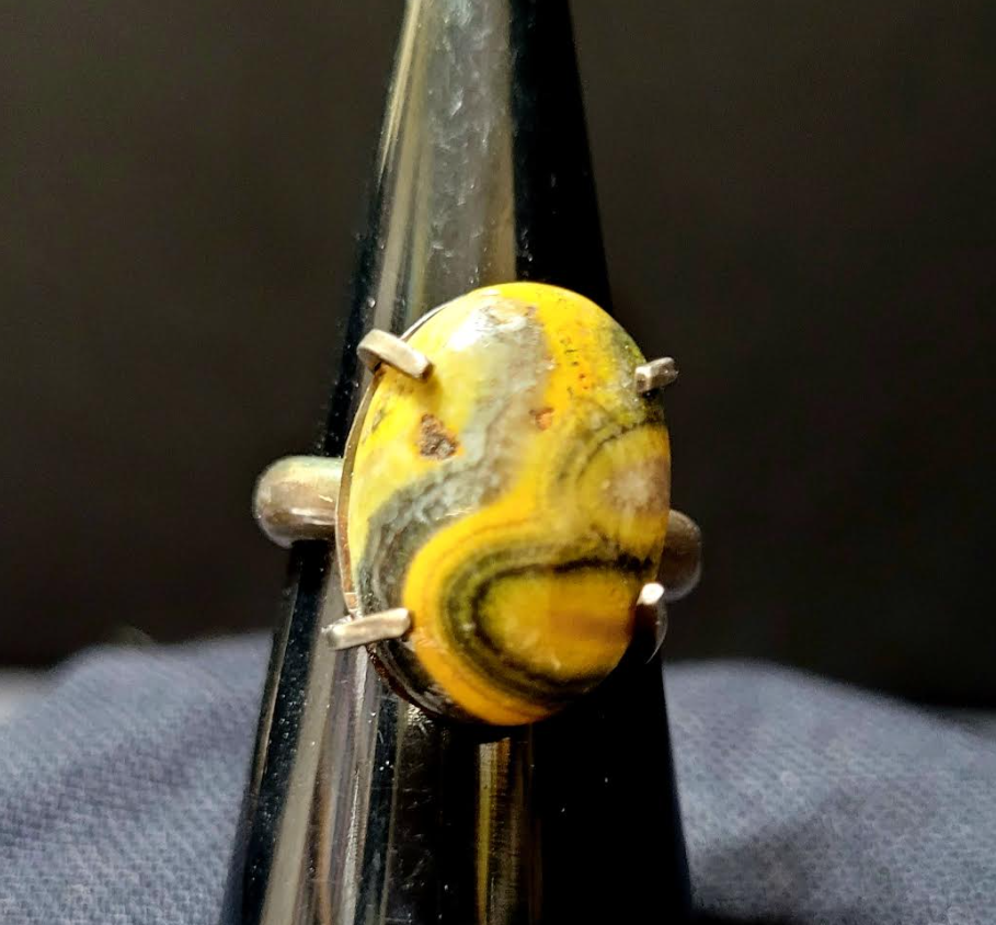 Bumblebee Jasper adustable ring sz 6