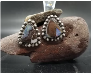 boulder opal post earrings