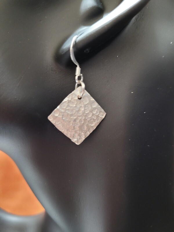 Sqaure shaped sterling silver dangle earrings