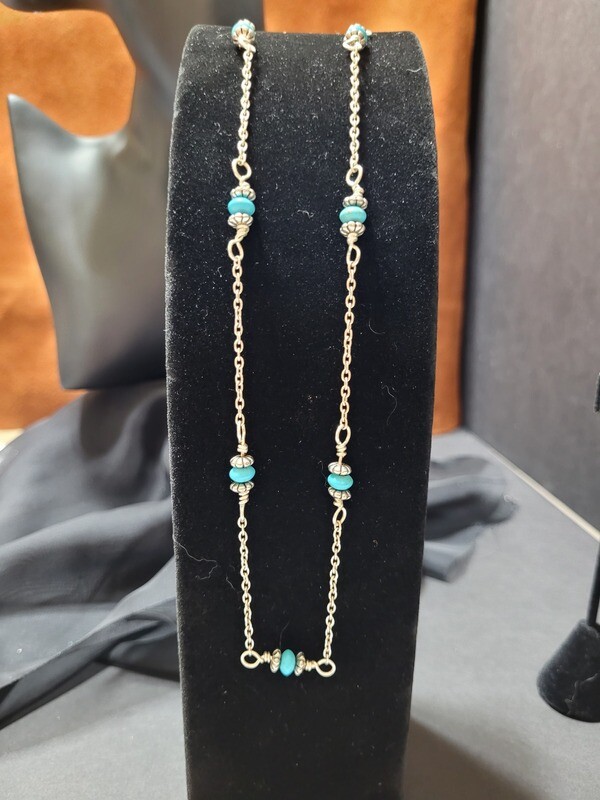 Silver and turquoise layering necklave