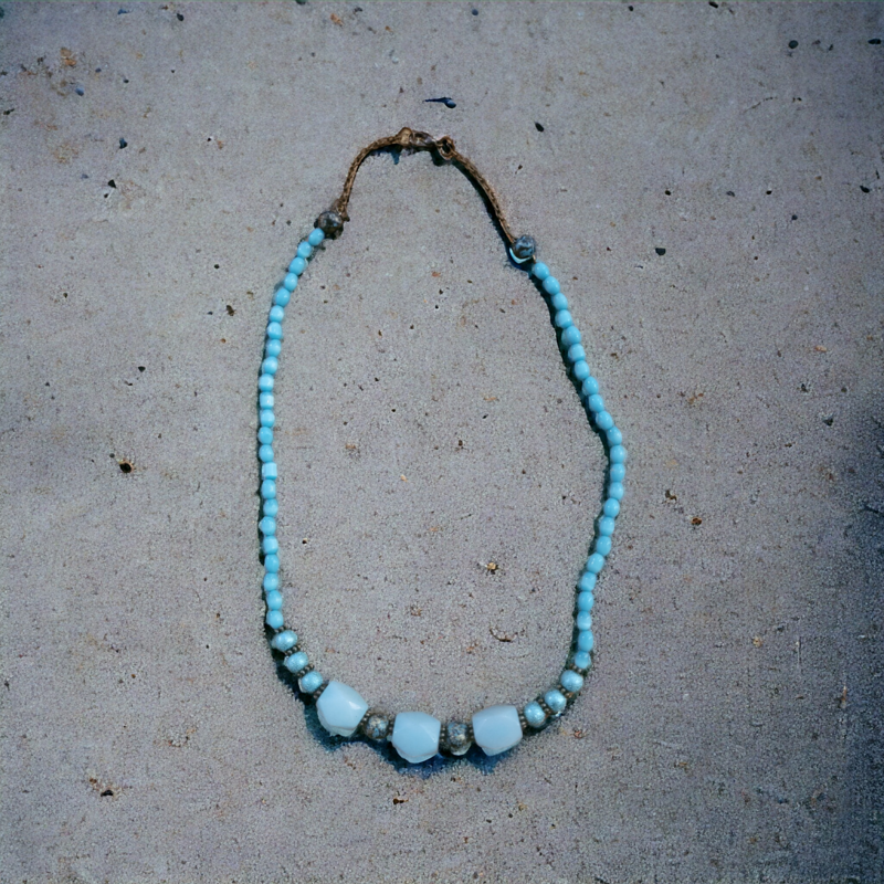 Three aqua stone necklace