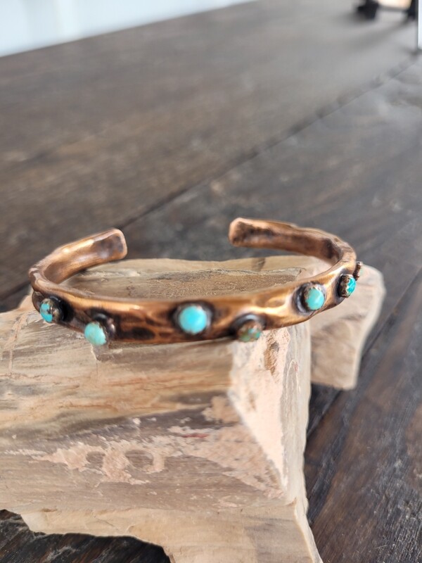 Copper and turquoise cuff