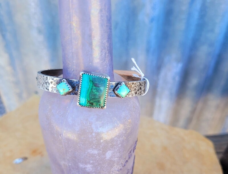 Chrysocolla turquoise and sterling silver cuff