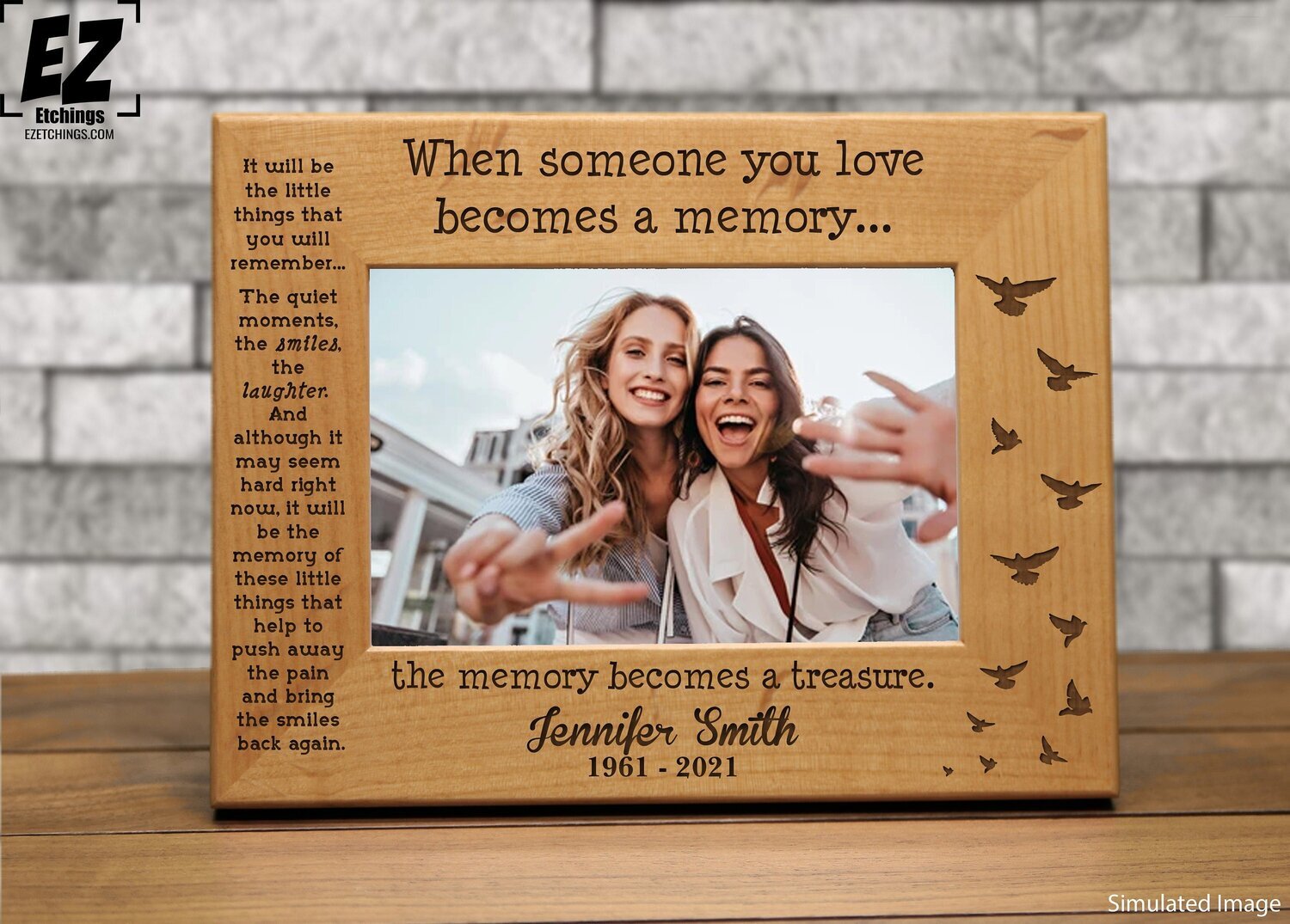 Personalized Memorial Frame - When someone you love becomes a memory...the memory becomes a treasure - birds picture frame
