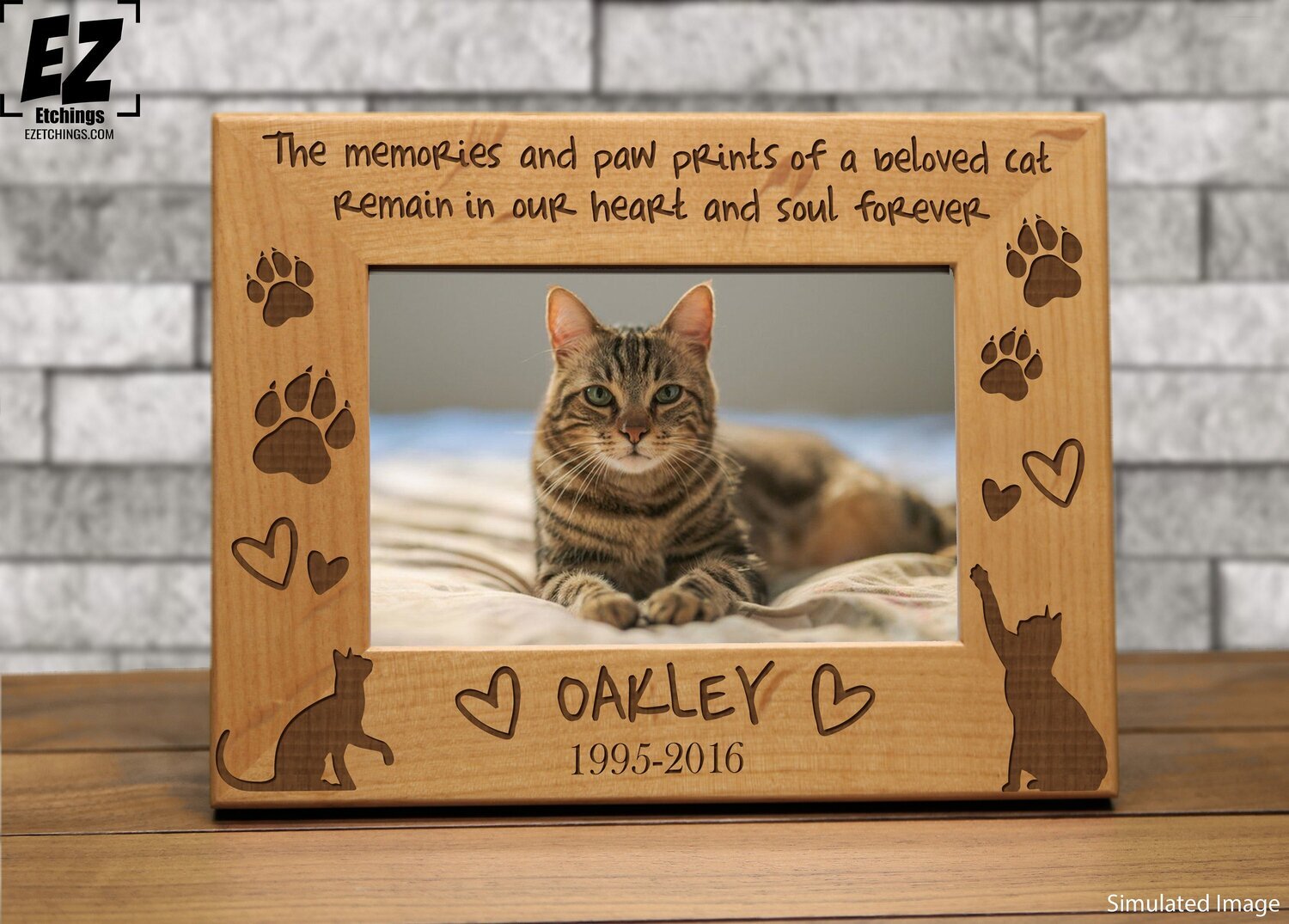Memories and Paw Prints of a Cat - Remembrance Picture Frame