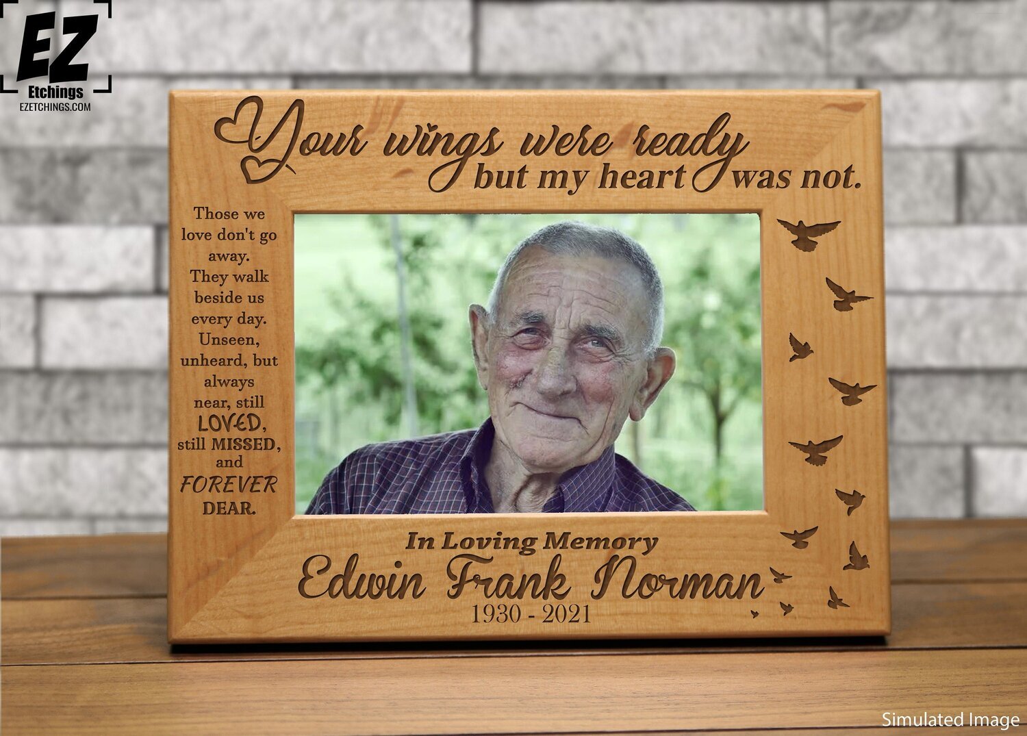 Personalized Memorial Frame - Your Wings Were Ready but My Heart Was Not - Bird Picture Frame