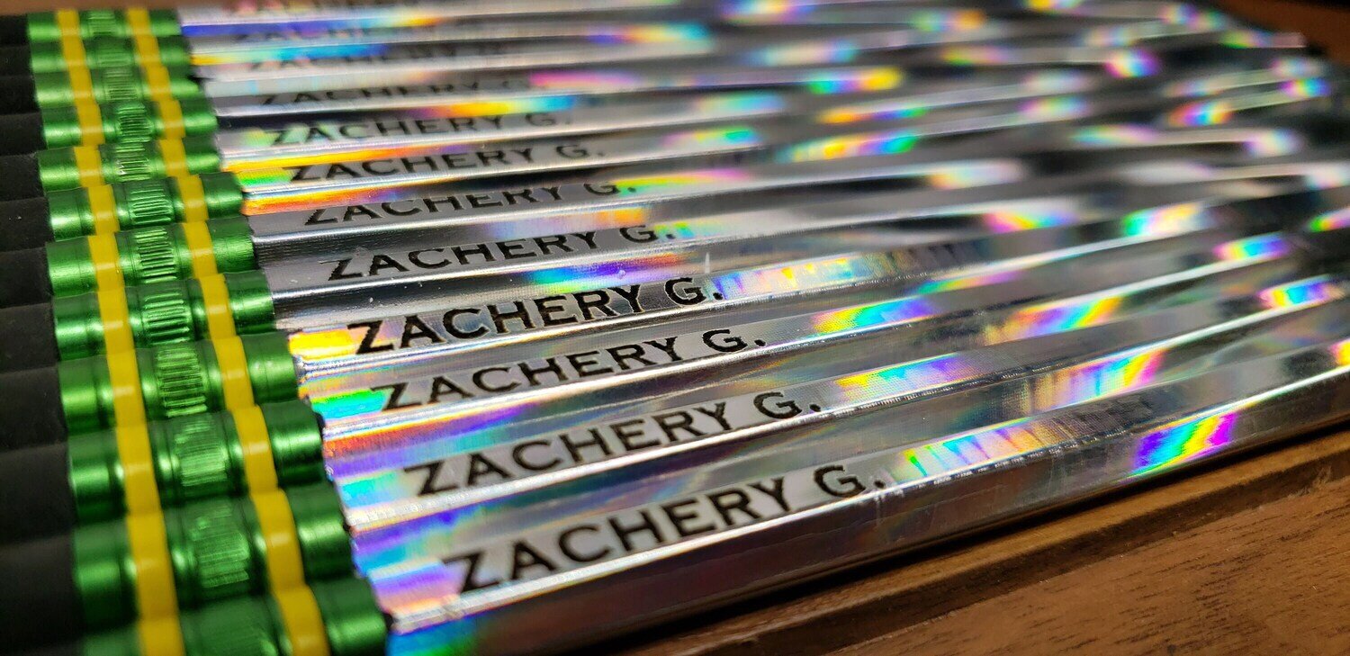 Ticonderoga Holographic NOIR #2 Pencils with Laser Engraved Name