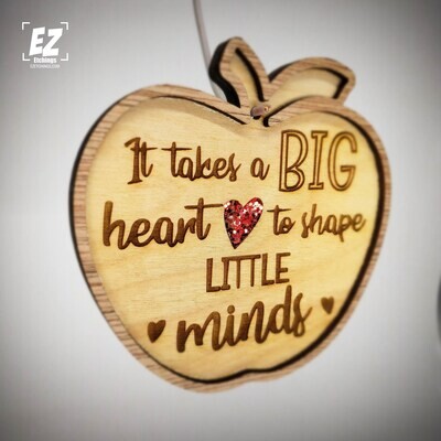Teacher Appreciation Gift Tag Ornament It takes a BIG heart to shape LITTLE minds School Student