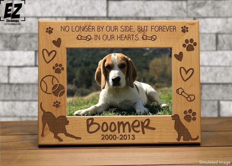 No Longer By Our Side but Forever in Our Hearts - Dog Remembrance Picture Frame