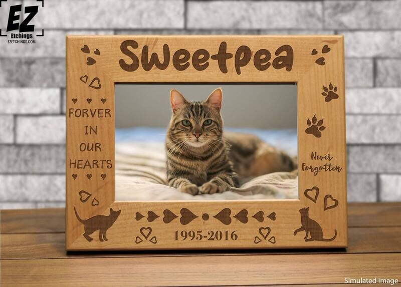 Forever in Our Hearts -Never Forgotten- Cat Remembrance Frame