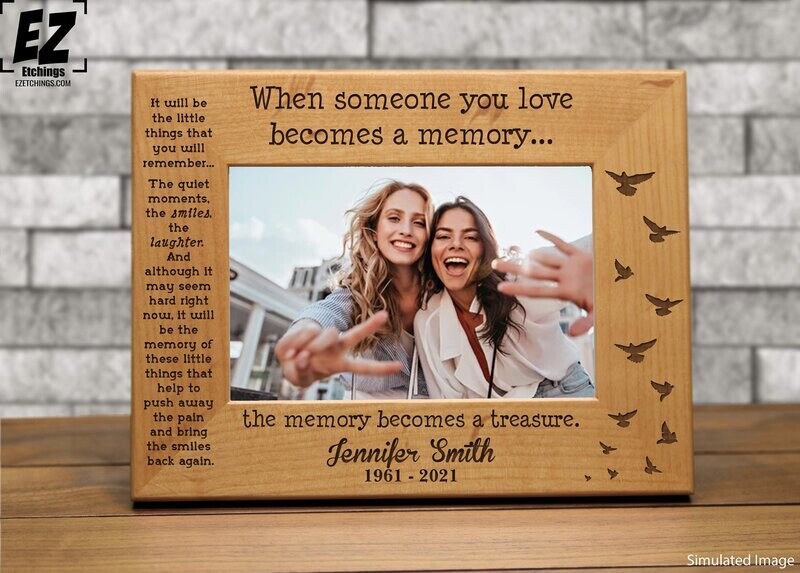 Personalized Memorial Frame - When someone you love becomes a memory...the memory becomes a treasure - birds picture frame