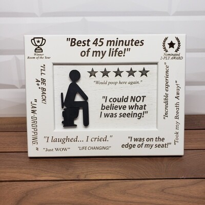 5 Stars- Would Poop Here Again - Funny Satire Picture Frame