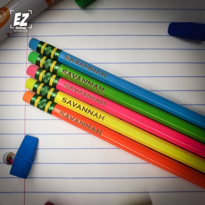 Ticonderoga NEON #2 Pencils with Laser Engraved Name