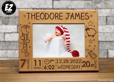 Adorable Moon and Sheep Personalized Baby Picture Frame