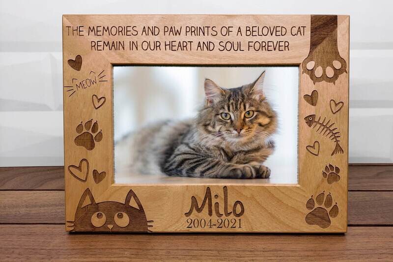 Memories and Paw Prints of a Beloved Cat - Remembrance Frame