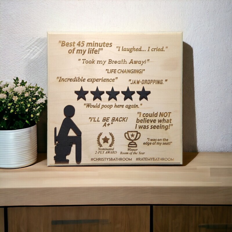 Personalized Bathroom Sign | 5 Star Would Poop Here Again | 3d | Funny Bathroom Sign | Satire Humor |  Funny Gift | Satire Gift