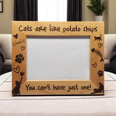 Cat Picture Frame | Cat&#39;s are like Potato Chips, You Can&#39;t Have Just One | Gift for Cat Lover | Cat Picture Frame | Cat Gift | Cat Humor | 5x7 Landscape Sized Frame