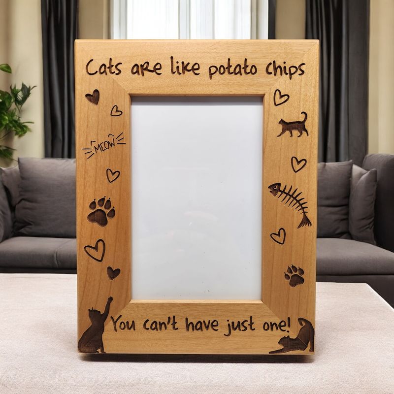 Cat Picture Frame | Cat&#39;s are like Potato Chips, You Can&#39;t Have Just One | Gift for Cat Lover | Cat Picture Frame | Cat Gift | Cat Humor | 4x6 Potrait Sized Frame