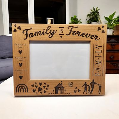 Family Picture Frame | Family is Forever | Family is Joy, Family is Love, Family is Us | House Warming Gift | 4x6 Landscape Sized Frame