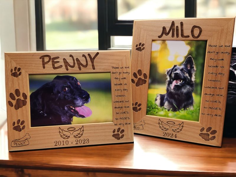 Dog Wings Memorial Picture Frame | Personalized Sympathy Gift | Tribute | Custom Dog Loss | Pet Loss | Remembrance Gift