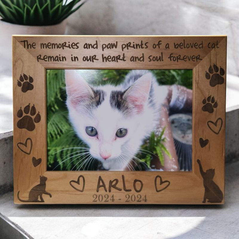 Cat Memorial Picture Frame | Memories of Paw Print | Personalized Cat Sympathy Gift | Tribute Picture Frame | Custom Loss Gift