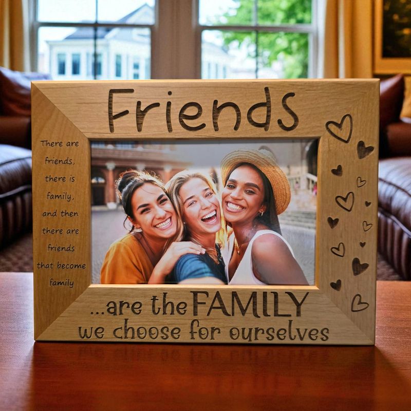 Friend Picture Frame | Friends are the Family We Choose | Best Friends Gift | Unique Alder Wood Decor for Friendship