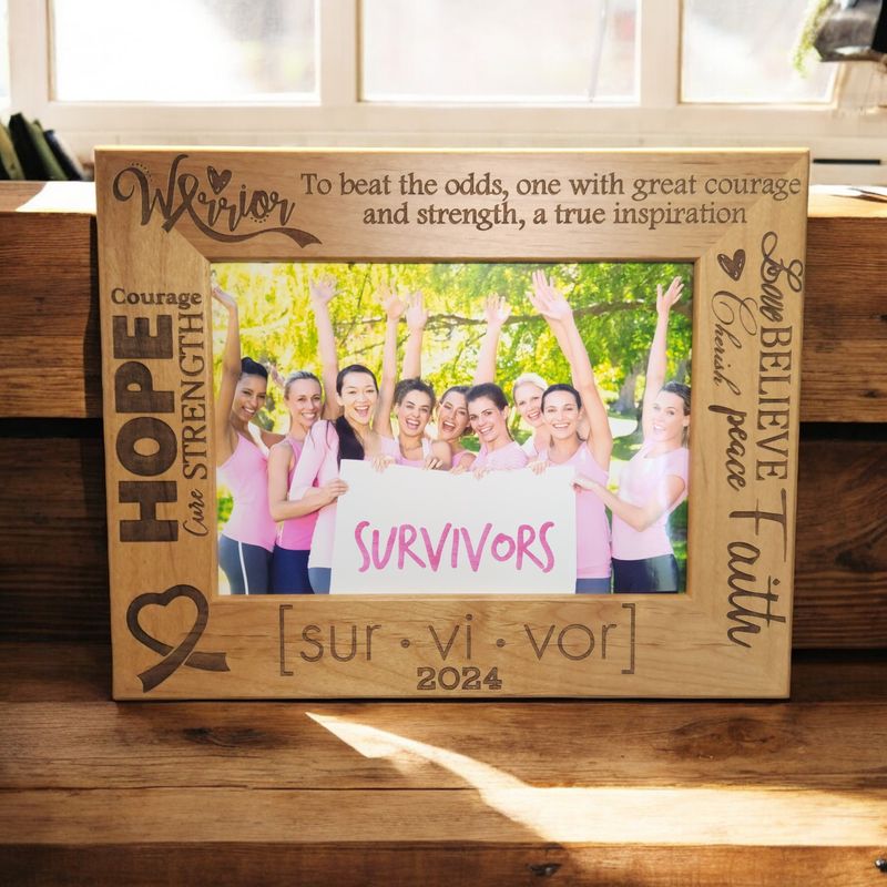 Cancer Survivor | Personalized Picture Frame | Warrior | Breast Cancer | Faith | Inspirational | Hope | Strength | Gift for Survivor