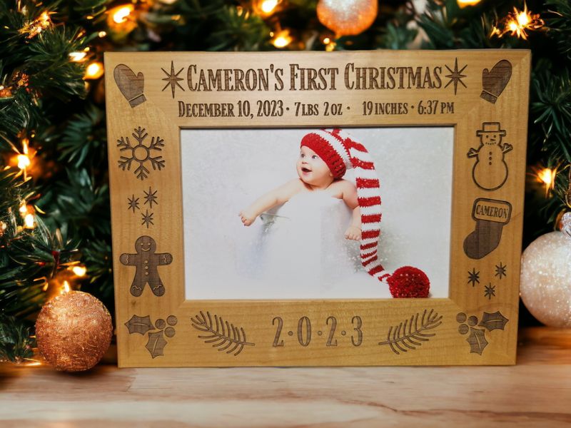 Picture Frame | Baby&#39;s First Christmas | Nursery Decor | Unique Baby Gift | Christmas Gift for Newborn