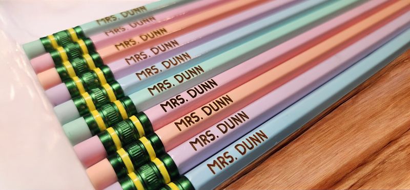 Custom Ticonderoga Pastel Pencils | Personalized Teacher Appreciation Gifts | Back to School Supplies | Laser Engraved Wood-Cased