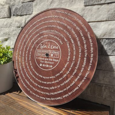 Custom Acrylic and Wooden Vinyl Decor | Personalized Wedding Song Lyrics Engraved | First Dance Anniversary Gift | Custom Song Lyric Art