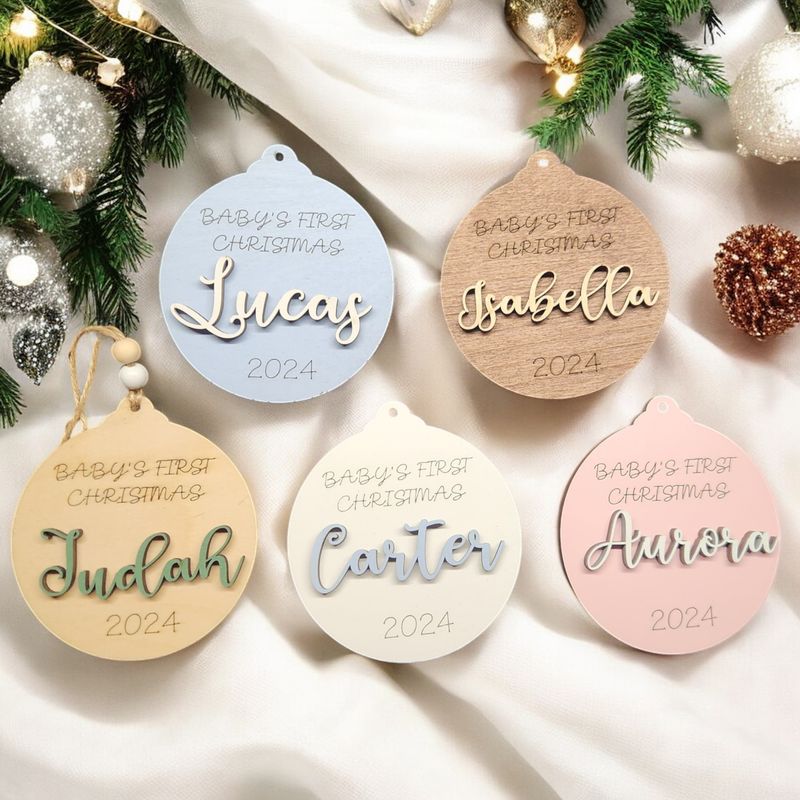 Baby&#39;s First Christmas Personalized Ornament | Baby Keepsake Gift | Baby Name Sign | Baby Gift | First Christmas Gift | Christmas Ornament