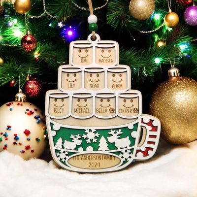 Personalized Marshmallow Family Christmas Ornament | Personalized Holiday Decoration | Unique Gifts | Christmas Ornament | Family Christmas