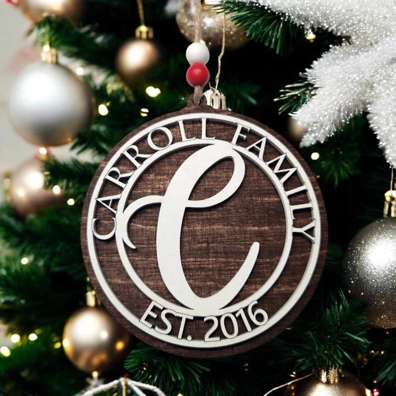 Personalized 3D Monogram Ornament | Family Ornament | Gift for Couple | Wedding Gift | First Christmas Married | Christmas Ornament
