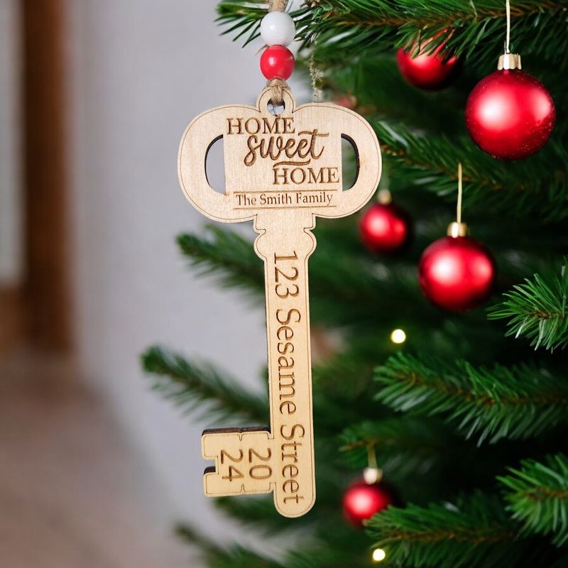 Home Sweet Home Key Ornament | Personalized with Name and Street | Christmas Ornanment | House Warming Gift | New Home Gift | New Homeowners