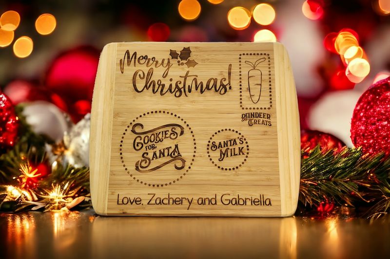 Personalized Santa Cutting Board | Bamboo | Santa Board for Cookies &amp; Milk | Cookies for Santa | Christmas Decor | Christmas Cutting Board