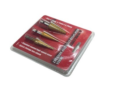 3 Piece Step Drill Set Sheet Metal Drills