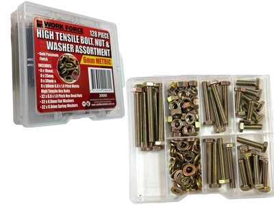6mm 128Pc High Tensile Nuts and Bolts Set