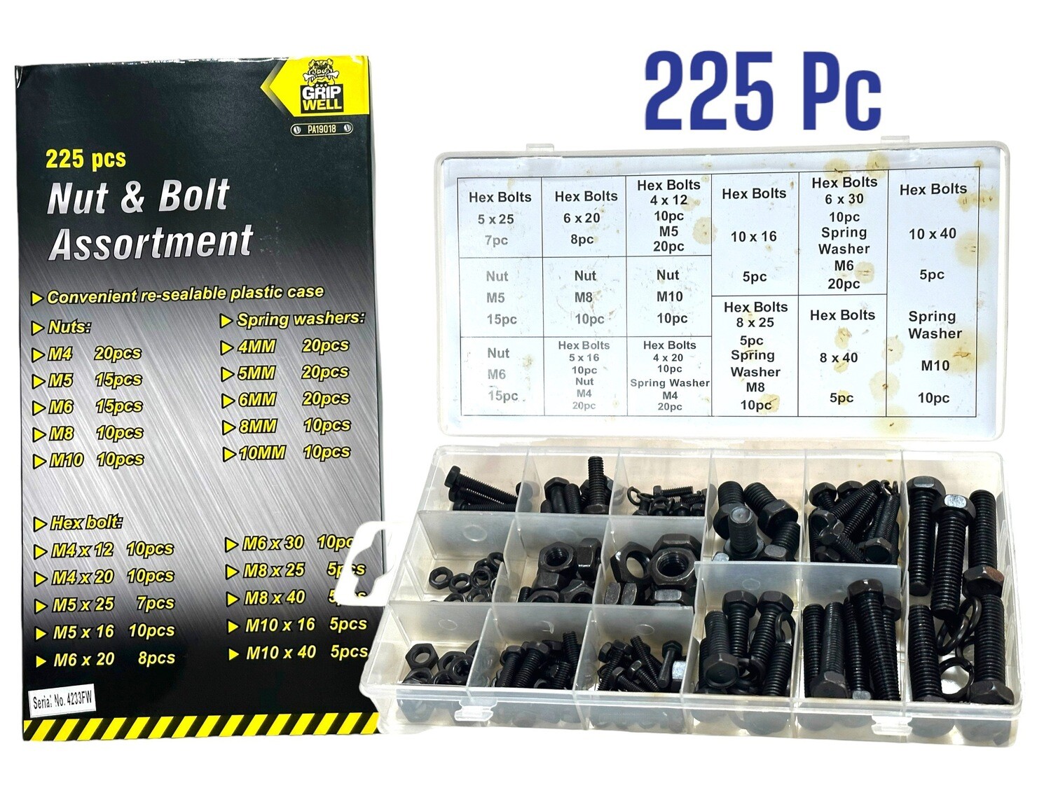 225 Piece Nuts and Bolts Assortment