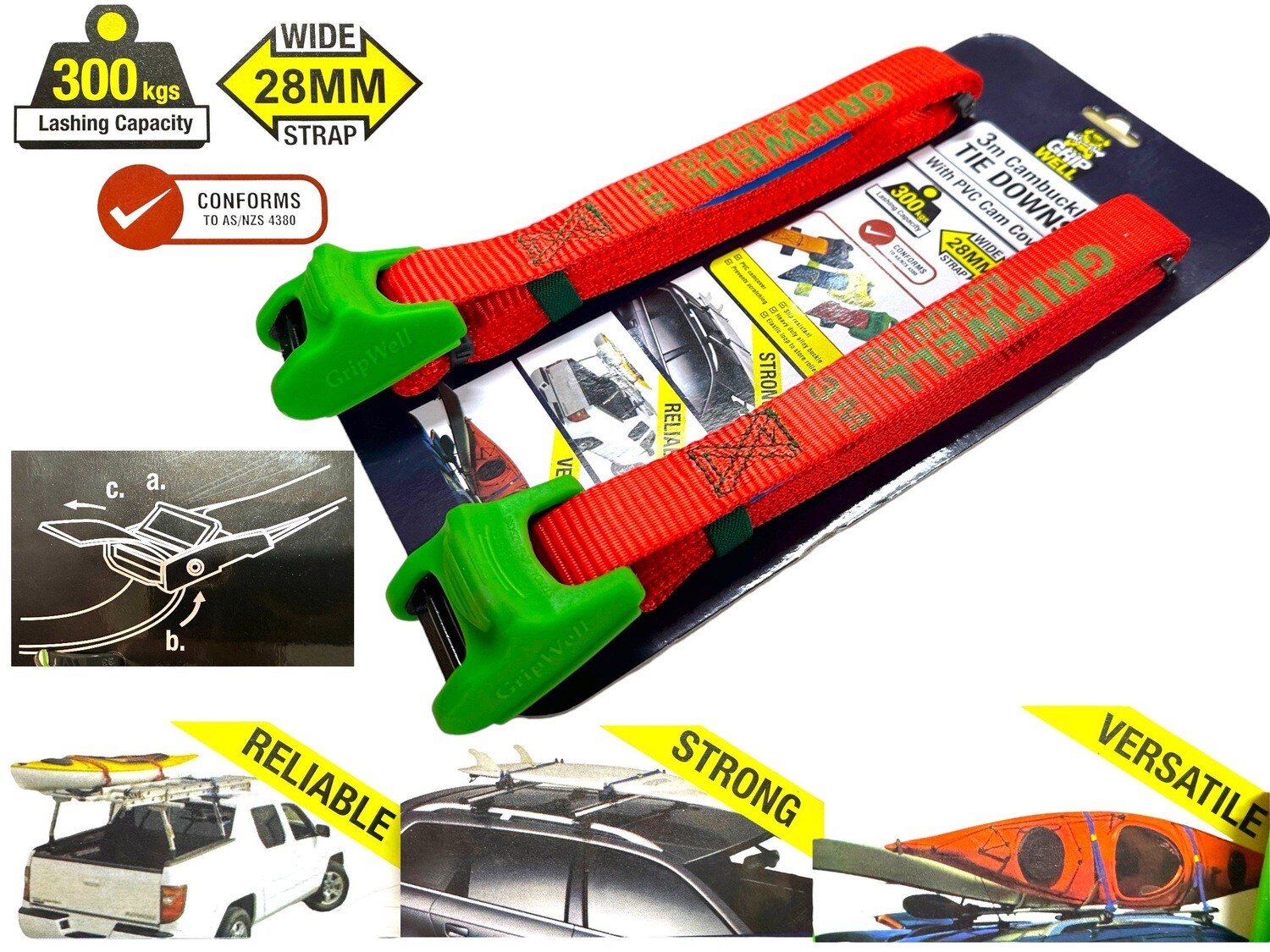 2PC Tie Down Straps 3.0M x 28mm