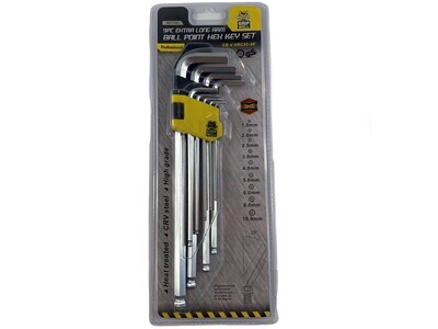 9 Piece Extra Long Arm Hex Metric with Ball Point