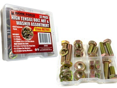 12mm 32Pc High Tensile Nuts and Bolts Set