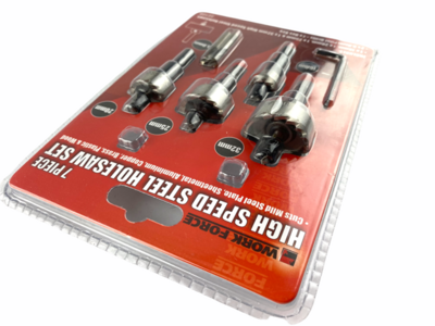 7PC HSS Hole Saw Set with Pilot Drills
