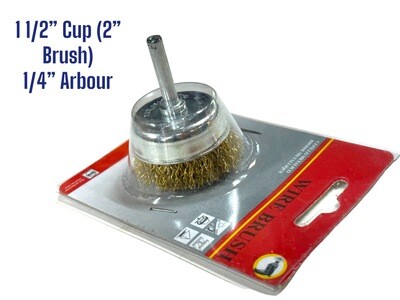 1 1/2&quot; Wire Cup 2&quot; Brush 1/4&quot; Arbour
