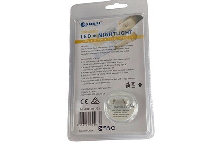 LED Nightlight 240V 0.2W Sensor Activated Hallway Light Bathroom Stairwell