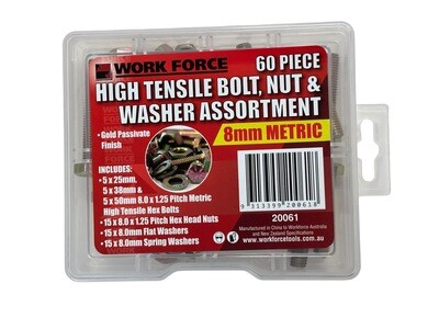 8mm 60Pc High Tensile Nuts and Bolts Set